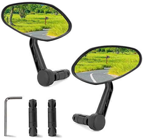 youjia Fahrradspiegel HD Extra Große Spiegelfläche 360° Drehbar & Klappbar Oval Rückspiegel Universal Fahrrad Spiegel Fahrradrückspiegel für Lenker 15-20mm (Links + Rechts)