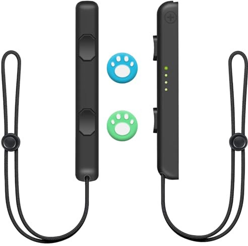 2 Pezzi Cinturino da Polso per Gamepad per Switch, Sostituzione per le Cinghie del Controller con 2 Cappucci per Joystick Compatibili con gli Accessori del Controller Switch