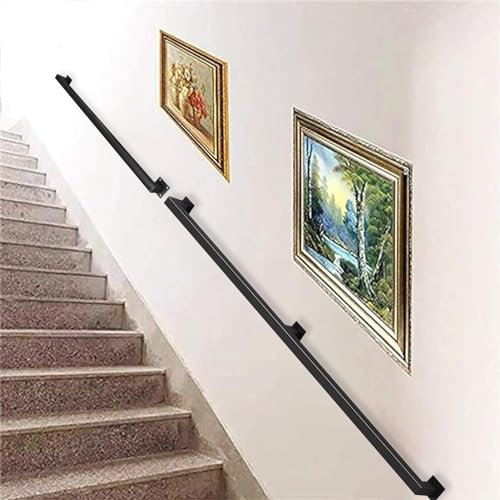 Corrimano per Scale 1 2 3 4 5 6 Metri, Corrimano per Scale per Interni ed Esterni, Asta di Supporto per Maniglione di Sicurezza per Corridoio in Ferro battuto in Metallo con Montaggio a Parete ( Size