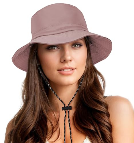 Durio Waterproof Bucket Hats for Woman UPF 50+ Sun Hat UV Protection Packable Rain Hats for Women Lightweight Hiking Hat Pink One Size
