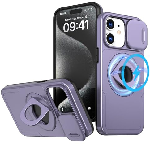 LXHGrowH Cover per iPhone 11 Militare Antiurto Armor, Viola | Custodia Anti-shock Protettivo di Militare Grade Armor, Compatibile con MagSafe, con Scorrevole Protezione Fotocamera