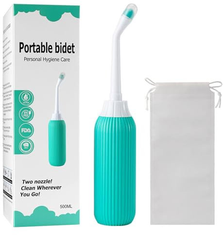 Brigtviee Po Dusche Tragbares Bidet für Toilette Portable Bidet 500ML Peri Flasche Reise Bidet Flaschen mit Doppeldüse Intimdusche Wochenbett Vaginaldusche für Persönliche Hygiene,Grün