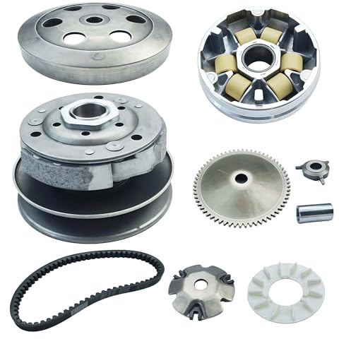 Trkimal GY6 49cc 50cc Kit d'embrayage Remplacement du Kit d'embrayage Arrière et Variateur avec Courroie 669 Courroie Convient pour Moteur 139QMB GY6 50cc Scooter Atv et Go Karts Taotao Roketa Sunl