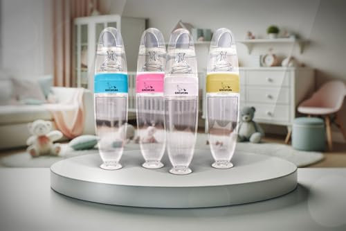 Encucos Biberón con Cuchara para Bebés - Dispensador de Alimentos de Silicona para Alimentación Fácil - Ideal para Papillas y Comidas Infantiles, 90 ml Rosa