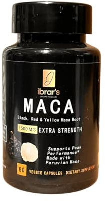 ibrar's Maca Capsules, 1500mg Extra Strength, Black, Red & Yellow Maca Root, 60 Veggie Capsules