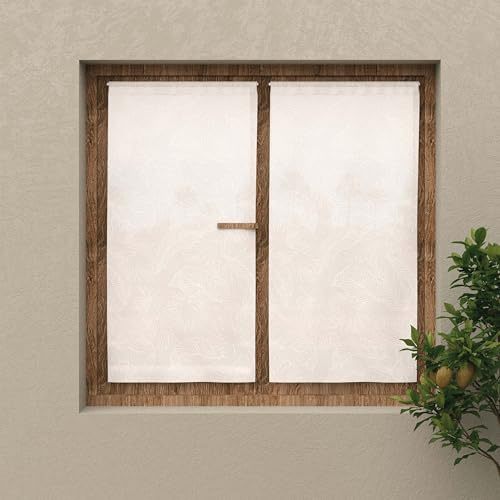 Soleil d'ocre, Coppia di tendine a vetro 60x120 cm CELIA bianco