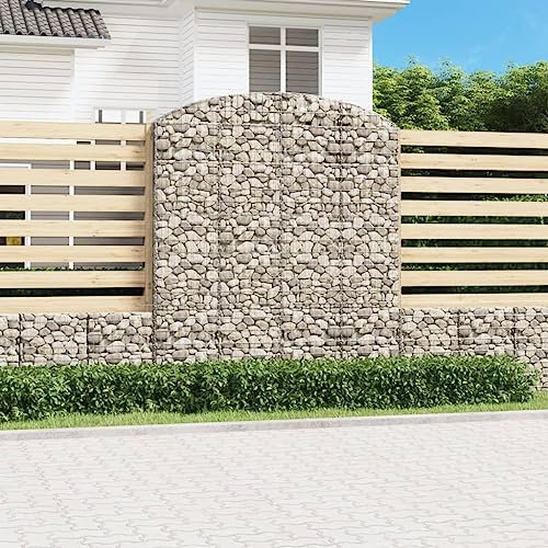 OHOOWOO Cesto Gabbione ad Arco 200x50x220/240 cm Ferro Zincato,Gabbia di contenimento in ferro zincato antiruggine Barriera da giardino fonoassorbente per esterni Vasi e accessori per piante