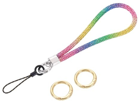 sourcing map Bling Wristlet Lanyard, Rhinestone Keychain Strap for Clutch Cellphone Keychain Wallet