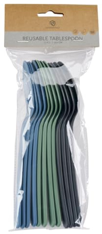 ABENA Essentialz Reusable Plastic Spoons, Pack of 12, Multicoloured | Made from PP Material, Coloured Cutlery Set, Ideal for Picnics, Garden Tablewear, Events & More, 100% Recyclable