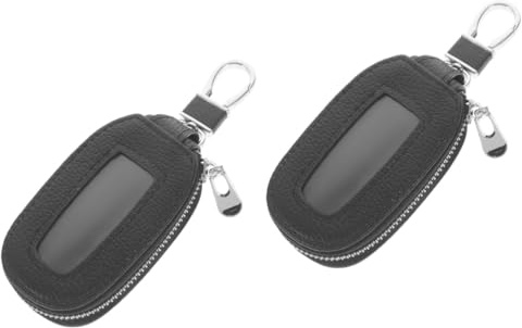 PRETYZOOM Funda para Llaves De Coche De Piel con Cremallera Estuche Resistente y Portátil para Protección y Organización De Llaves De Vehículo Diseño Elegante Negro con Ventana Abierta