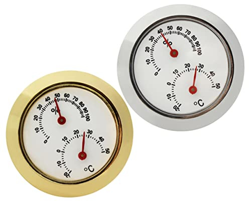 2pcs round Metal Mini Hygrometer for Guitar Care and Maintenance | Easy to Install, Measures Humidity, Simple Style with Delicate Appearance, for Musical Instruments