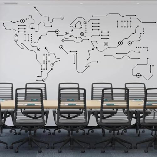 WEITAOSM Wandaufkleber mit Leiterplatten-Weltkarte, für Computer, Büro, Schlafzimmer, Wohnzimmer, Kinderzimmer, Dekoration, Vinyl, Wandkunst, Aufkleber
