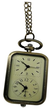 BESPORTBLE Retro Taschenuhr mit Doppelwerk und Anhängerkette Legierung und Glas Präzise Zeitanzeige für Party und Shopping