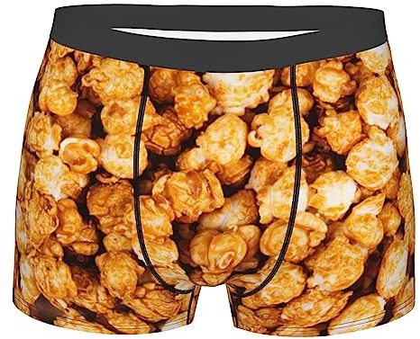 Boxer Golden Caramel Popcorn Boxers Homme Confortable Boxeur Ajusté Respirant Caleçon Boxeur pour Camping Sport Plein Air M
