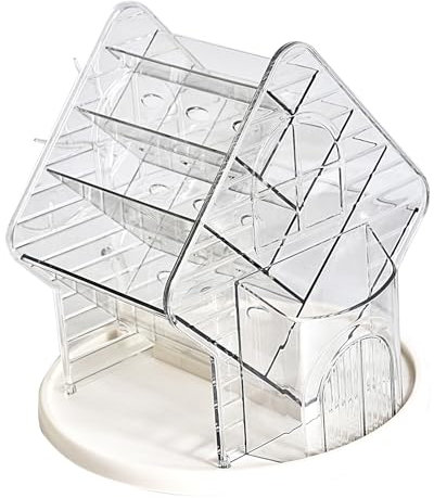 Klaisy 360 Bandeja Almacenamiento Maquillaje Giratoria Organizadores Cosméticos con Joyas Perchas Torre Percha para Baño Y Tocador