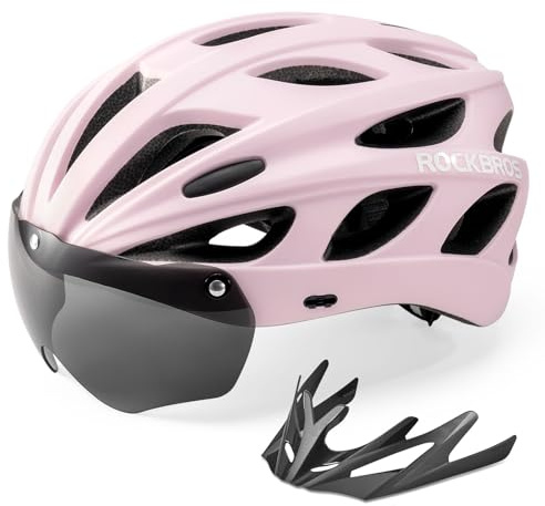 ROCKBROS Fahrradhelm Rennrad Helm Radhelm mit Abnehmbaren Visier Cityhelm Leichter Stadthelm für Damen und Herren MTB, M 54-58CM Rosa