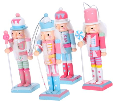 UKCOCO 4pièces Figurine Casse-Noisette Bois Soldat de Noël Traditionnel Décoration de Noël Ornements de Table Figurines de Collection pour Fêtes