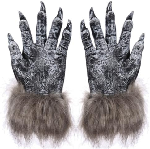 FakeFace Gants Griffe de Loup-Garou Pour Halloween Gants de Patte de Monstre Terrible Accessoire de Déguisement Diable Zombie Pour Halloween Cosplay Carnaval