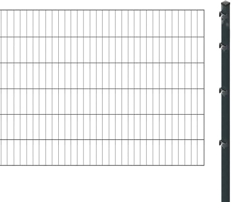 Einstabmattenzaun inkl. Pfosten zum Einbetonieren (Höhe: 120 cm, Länge: 4 m) | Einstabmatten in Anthrazit | UV- und witterungsbeständig
