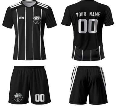 Generisch Fußball Trikot Kinder Set,Personalisierte Trikot Set mit Eigenem Namen & Nummer,Team -Logo, Fußball Geburtstag Geschenk für Kinder,Herren,Jungen, Atmungsaktiv