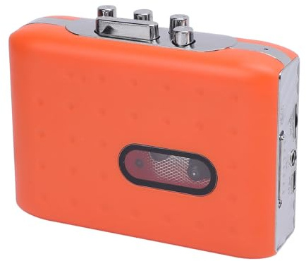 Zunate Lecteur de Cassettes Portable Magnétophone, Convertisseur Numérique USB C vers MP3, Micro intégré, Prise Casque, avec Fonction de Rembobinage Rapide, Orange