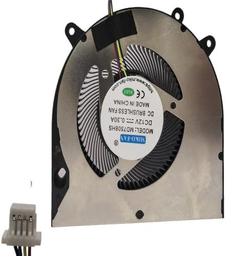 YLLOZDE Ventilateur de Refroidissement pour Max Book D16 BF07507H05FP pour One-Netbook OnexPlayer 2 Pro DC 5V 0,5A MD7508HS(DC 12V-SH1.0)