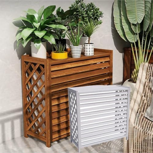 Klimaanlagenabdeckung aus Holz, Massivholz, Blumenständer und Regal, elegantes weißes Design, Größe 105 x 47 x 100 cm, stilvolle Klimaanlagen-Jalousien für Heimdekoration