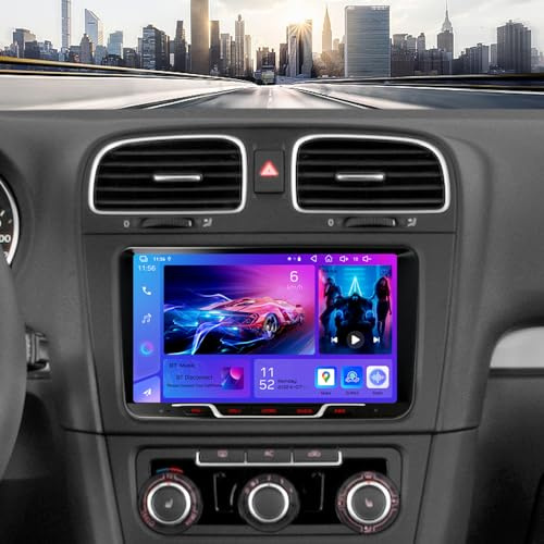 4+64G Autoradio für VW Golf 6 2008-2013, 9 Zoll QLED Touchscreen Auto Radio mit Carplay Android Auto, Rückfahrkamera, GPS, Bluetooth, WLAN, DSP