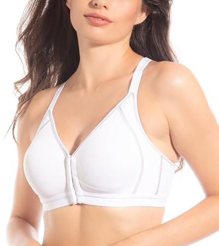 Selene Reggiseno Sportivo Senza Ferretto con Apertura avanti Art. Nora (C, Bianco, 3)