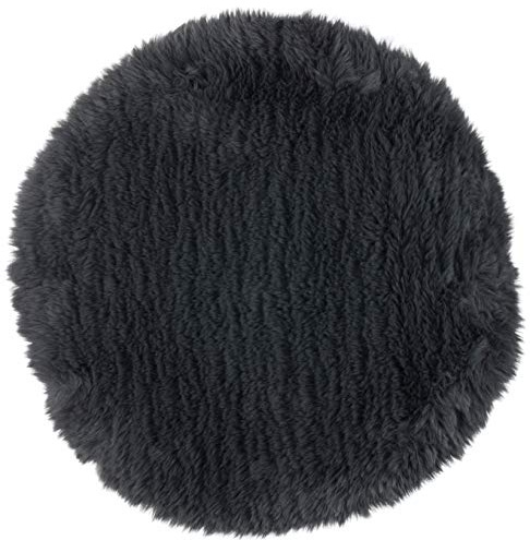 Brandsseller Sitzkissen Teppich Ø 38 cm Lammfelloptik rund Kunstfell Fellimitat Langflorteppich Lammfellauflage Schaffellimitat - Anthrazit