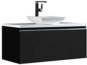 StoneArt Badmöbel Set Mineralguss Waschbecken Waschschale Aufsatzwaschbecken und Unterschrank Waschtisch Einzel- oder Doppelwaschbecken Milano ME-1000pro-2 dunkelgrau 100cm