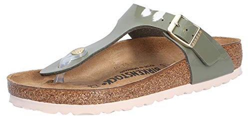 Birkenstock Damen Tongs Gizeh Birko-Flor Vernis Kaki Sandale, Khaki, 35 EU