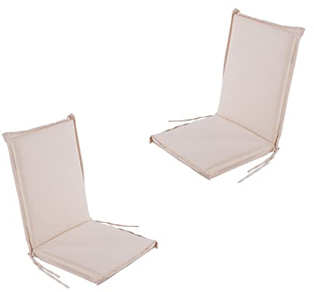 Pack 2 Cojines para sillón de jardín reclinable estándar Beige, Medidas 92x42x4 cm, Desenfundable, Funda de cojín con Relleno para sillas de terraza, Cojines Silla de Comedor jardín