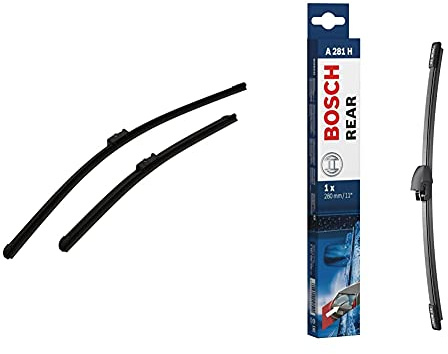 Bosch Wiper Blade Aerotwin A860S, Length: 600mm/475mm − Set of Front Wiper Blades & rear windscreen wiper A281H, length 280 mm - windscreen wiper for rear window || 1 piece