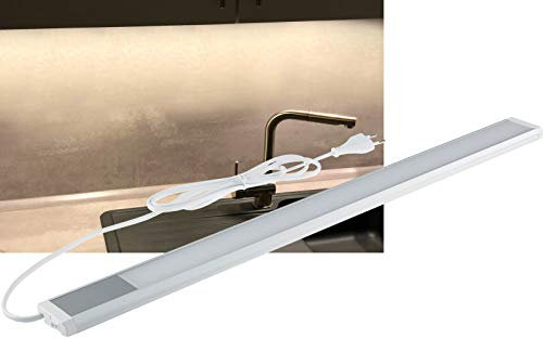 LED Unterbauleuchte Lichtleiste 60cm 10Watt 1280 Lumen 230V Comprido 1,5m Kabel mit Schalter - Beleuchtung für Küche Arbeitsfläche 4 Stück Licht Warmweiß