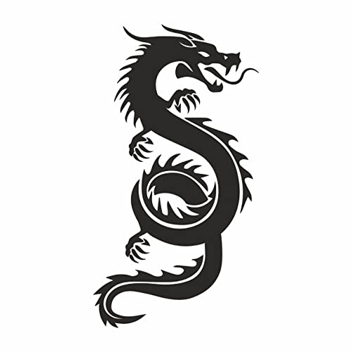 AMA SHOP Aufkleber chinesische Drache, schwarz, aus PVC, für Wanddekalationen, Auto, Motorrad, Helm, Wohnmobil
