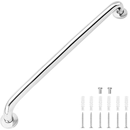 XJYMCOM 1Pcs Stainless Steel Grab Bar Anti Slip Bathroom Handrail Rail with Mounted Screws Safety Handle Bathroom Balance for Disabled Elderly Children Pregnant Disabled Elderly Woman -23'' (60cm)