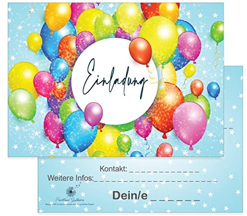 Pusteblume Grusskarten Einladungskarten Kindergeburtstag: 20 Luftballon Geburtstagseinladungen Einladungen Geburtstag Kinder Mädchen Jungen (Mit Umschlägen)