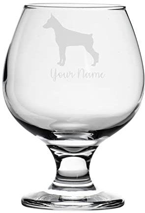 Personalised Doberman Pinscher Engraved Brandy Snifter Glass, Dog Gift for Women, Gift for Men