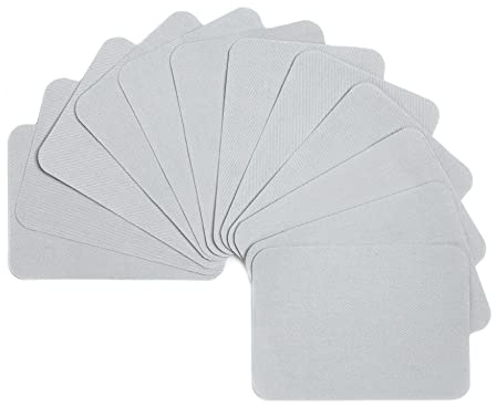AXEN 12PCS Iron on Repair Patches, 100% Cotton Fabirc Mending Patches for Clothing, Pants, Dress, Shirts, Coats, Jeans and More, Grey