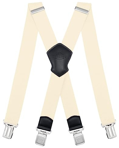 Dresime Hosenträger für Herren mit 4 starken Clips 4cm breit, X Form elastisch einstellbar Länge für Männer und Damen Overalls Jeans, Arbeitshosen, Jumpsuits, Motorradhosen, etc.