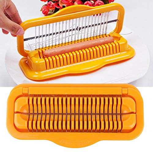 Hot Dog Dicer Hot Dog Cutter Slicer Pp Acero Inoxidable 1Pc Multifuncional Hot Dog Cortador de Salchichas Jamón Banana Peel Herramienta de Cocina