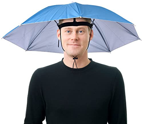 Fulenyi Umbrella Hat Head Cap Anti-UV Novelty Adult Child Hat Festival Hat Portable Waterproof Hands Umbrella Hat for Fishing Hiking Beach Hiking Hiking, Blue, 1