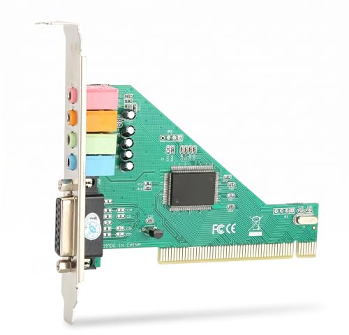 Bewinner Interne Soundkarte für Desktops, 4-Kanal-PCI-Surround-Sound-Pu- und Play-Interface-Soundadapter, Kompatibel mit 2000/XP/NT 98 | Plug-and-Play-Interface, Soundadapter, Kompatibel mit 2000/XP/NT 98