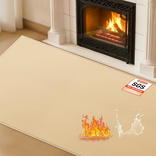 TOHONFOO Herdteppiche für Kamine, feuerfest, 71,1 x 121,9 cm, feuerfeste Kaminmatte, Kaminteppich, feuerfeste Matte für Kamin drinnen und draußen, REC-28-48-KH-1