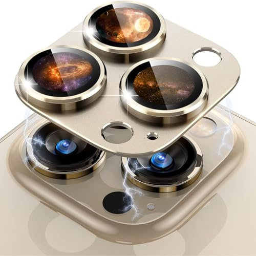 LanQii Camera Lens Protector Compatible with iPhone 12 Pro Max, Metal Tempered Glass Film 9H Hardness Anti-scratch HD for iPhone 12 Pro Max -Gold