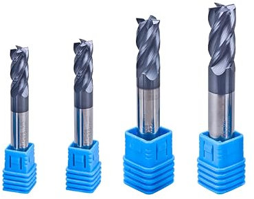 DelitonGude 4,0 mm 5,0 mm 6,0 mm 8,0 mm Wolframkarbid quadratischer CNC-Schaftfräser-Satz, 4 Fultes geeignet für gehärtete Stähle aus Metalllegierungen (4/5/6/8set)