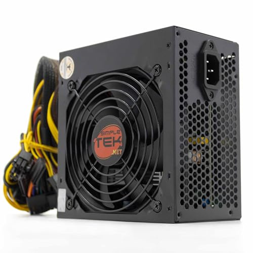 SIMPLETEK - Alimentation ATX 500W 80+ pour ordinateur fixe | Couleur Noir | 4+4 6+2 20+4 PIN SATA IDE