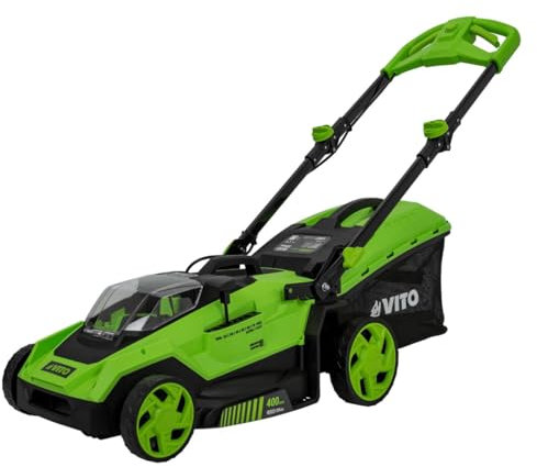 VITO - Tondeuse à gazon batterie 40V Moteur Brushless Largeur 400mm Bac 40L 6 hauteurs de coupe 25-75mm vendue sans batterie ni chargeur