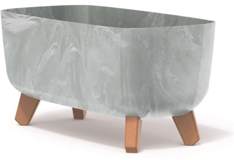 BirnePower Blumentopf Blumenkübel mit Füßen Pflanzkübel mit Pflanzeinsatz Beine Pflanzschale Beton Optik Gracia Case Übertopf (Grau Beton, 39cm)
